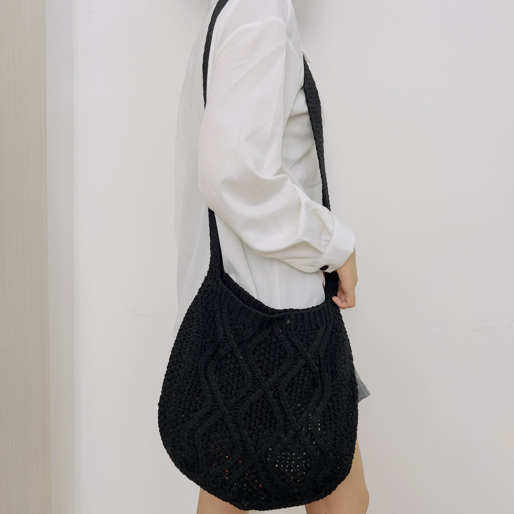New Bag Knitted Bag Messenger Bag Solid Color Tote Bag Twist Bag Retro Bag Women's Bag Trend