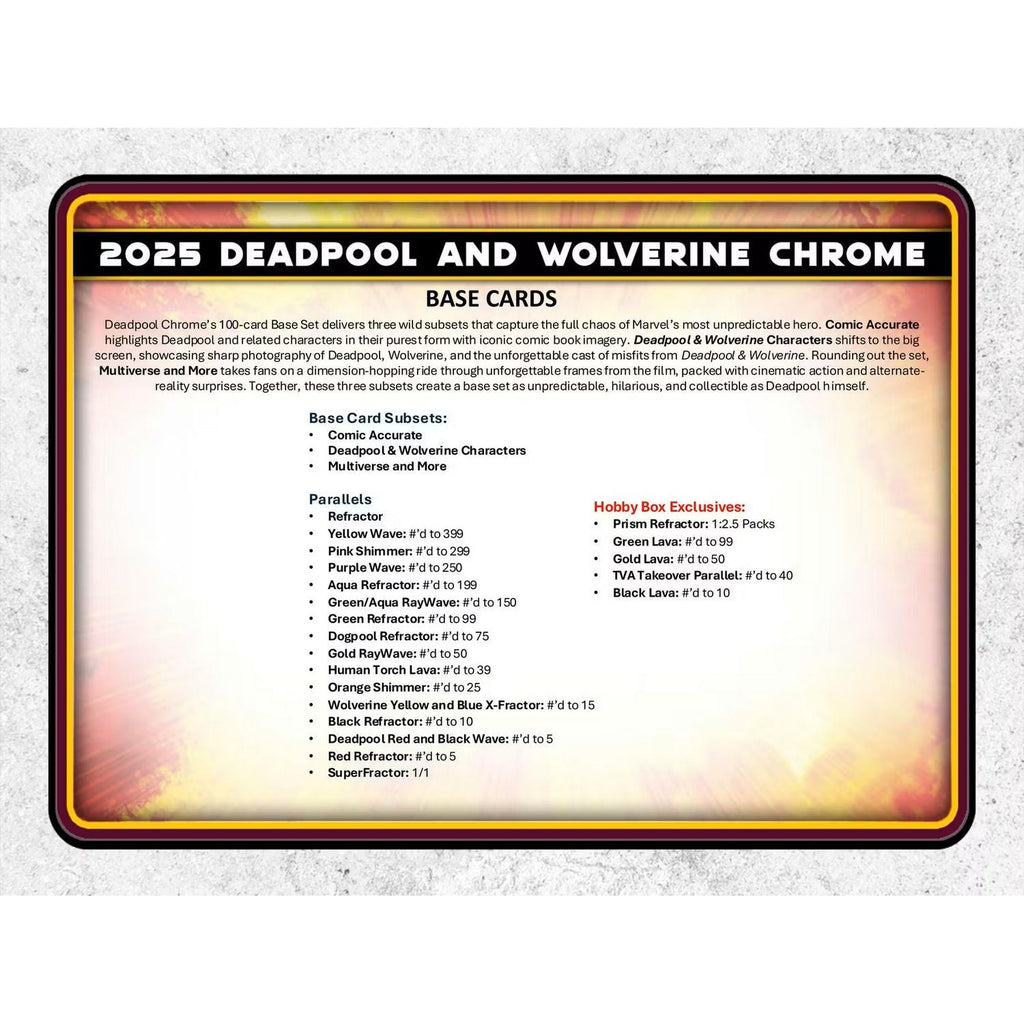 2025 Topps Marvel Chrome Deadpool Hobby Box