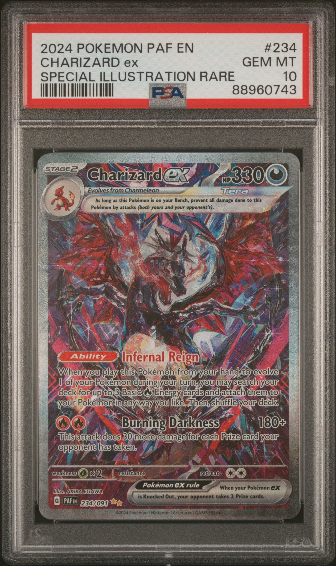 CHARIZARD ex SPECIAL ILLUSTRATION RARE 2024 POKEMON PAF EN-PALDEAN FATES PSA GEM MT 10