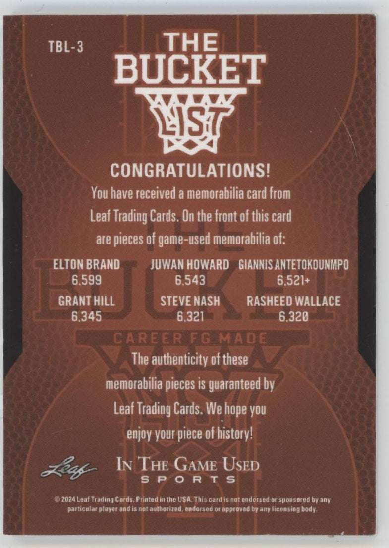The Bucket List 2024 Leaf In the Game Used Swatches 8/35 #TBL-3