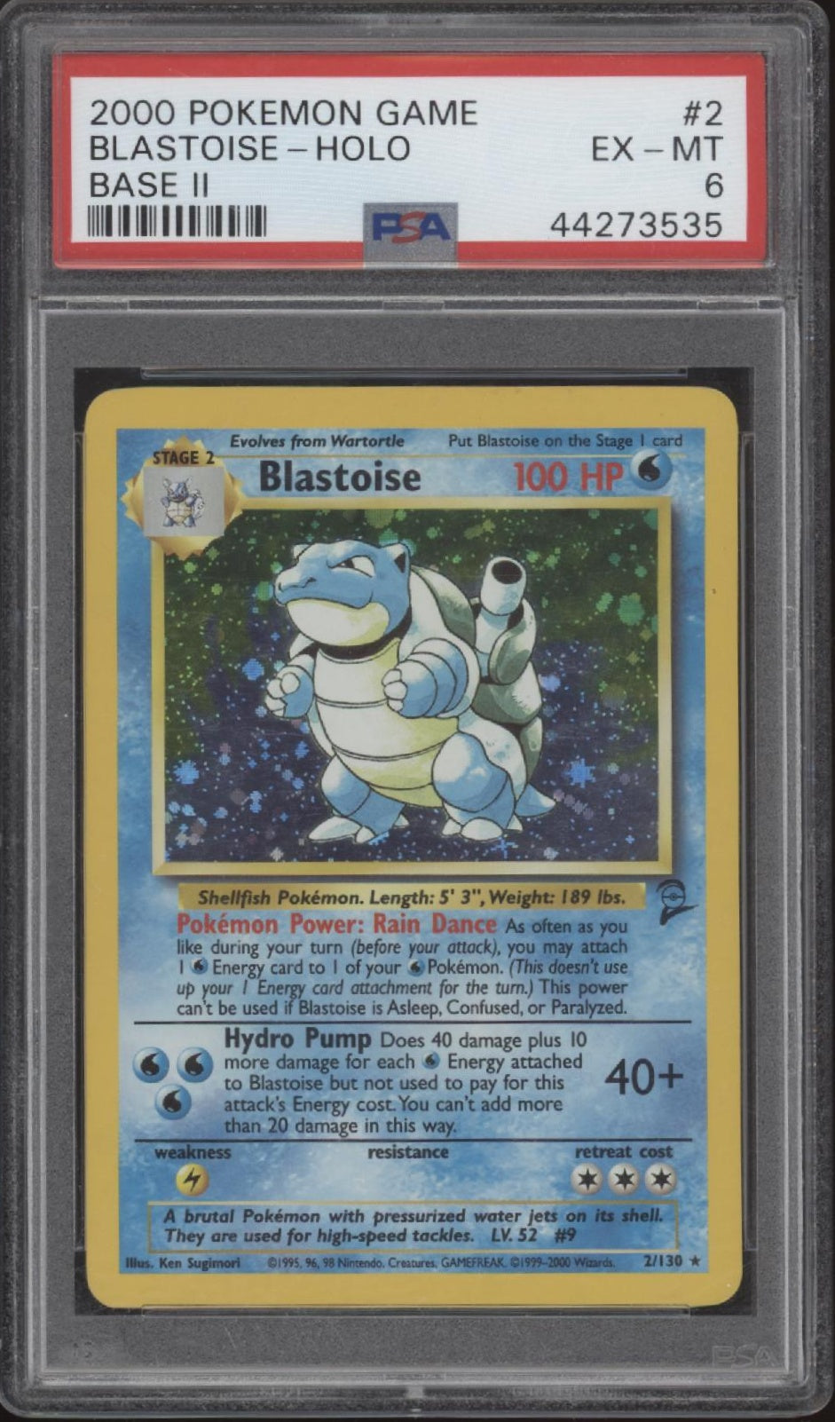 Blastoise Pokemon Base Set 2 Holo #2 PSA 6