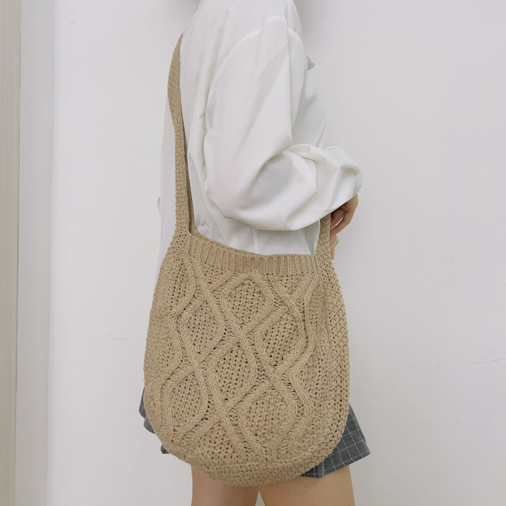 New Bag Knitted Bag Messenger Bag Solid Color Tote Bag Twist Bag Retro Bag Women's Bag Trend