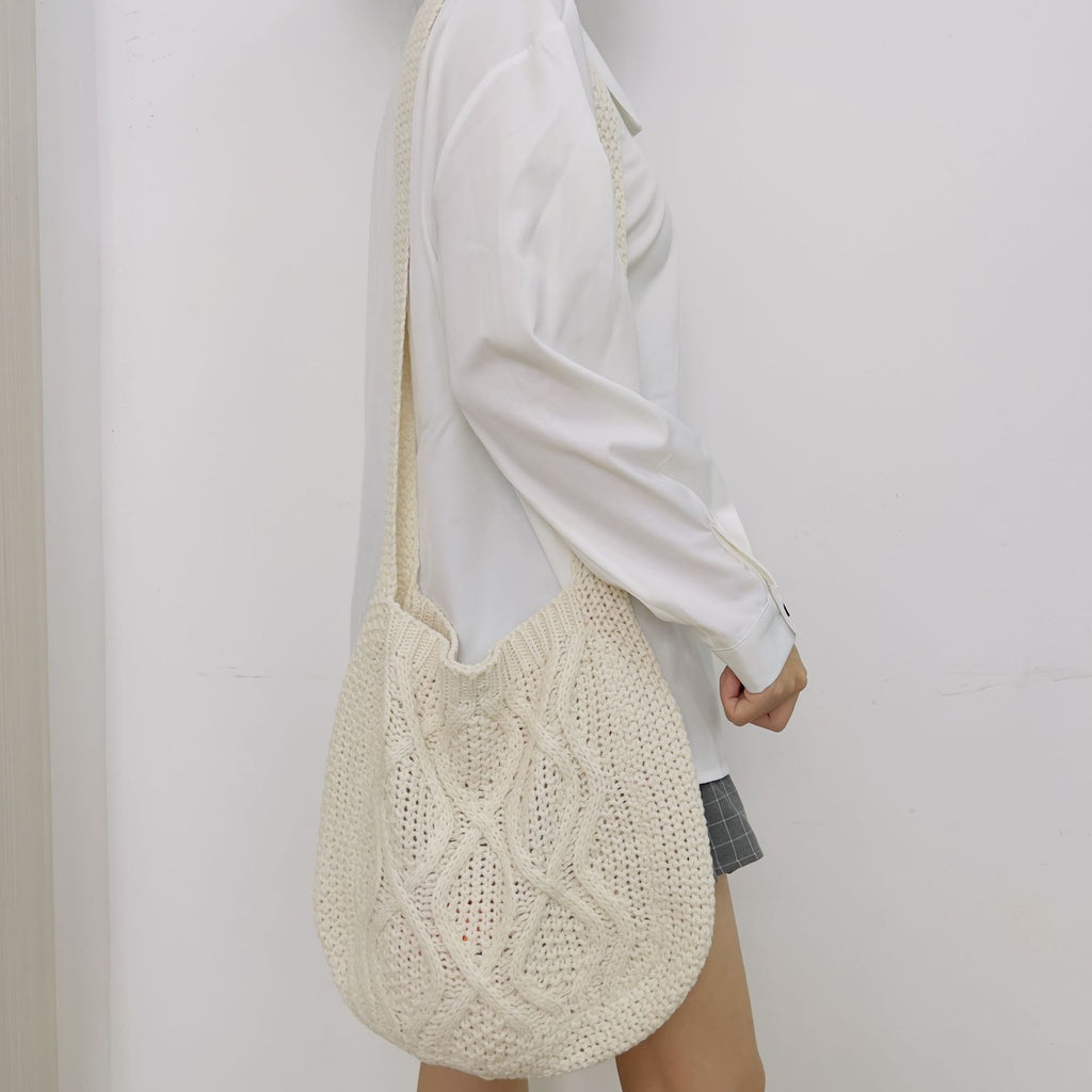 New Bag Knitted Bag Messenger Bag Solid Color Tote Bag Twist Bag Retro Bag Women's Bag Trend