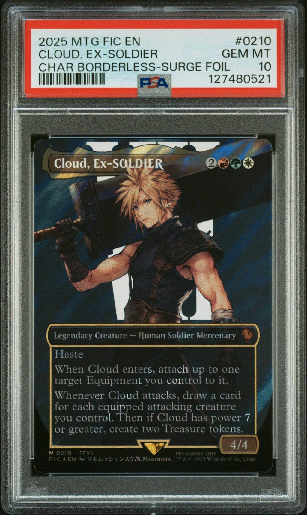 PSA GEM MT 10 Cloud, Ex-Soldier[Magic The Gathering Final Fantasy Commander] - 127480521