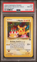 BIRTHDAY PIKACHU-HOLO BLACK STAR 2000 POKEMON PROMO BLACK STAR PSA NM-MT 8
