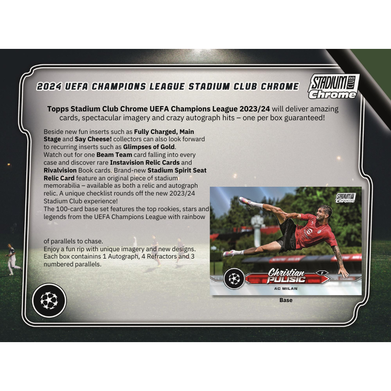 2023/24 Topps Stadium Club Chrome UEFA Soccer Hobby Box